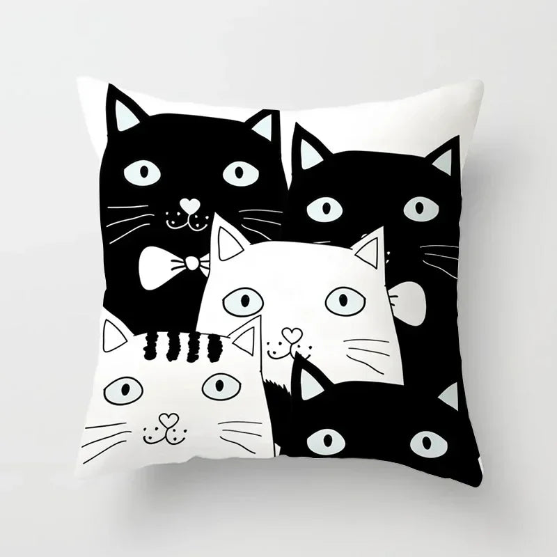 Axyaa Cat Sofa Pillow Cover - Cartoon Style Home Decor Pillowcase