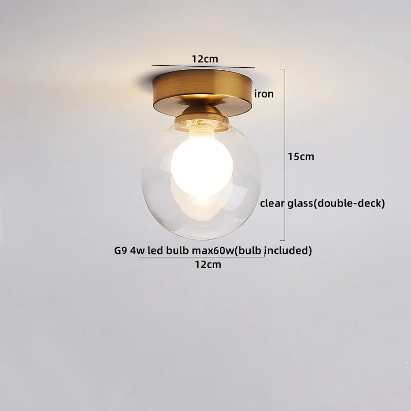 Axyaa Modern Wood Glass LED Ceiling Light for Kitchen Living Room Decor