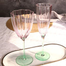 Axyaa Floral European Style Pink & Green Glass Goblet Wine Champagne Flute