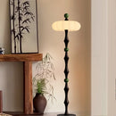 Axyaa Retro Wabi Sabi Floor Lamp with Chinese Fabric Lampshade and LED Light