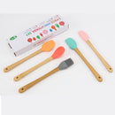 Axyaa Multicolor Mini Spatula Set with Bamboo Handle