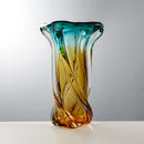 Axyaa Twisted Pattern Jade Gold Glass Vase - Light Luxury Flower Arrangement