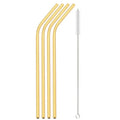 Axyaa Gold Stainless Steel Reusable Metal Straw Set for Parties and Juice Bars
