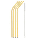 Axyaa Gold Stainless Steel Reusable Metal Straw Set for Parties and Juice Bars
