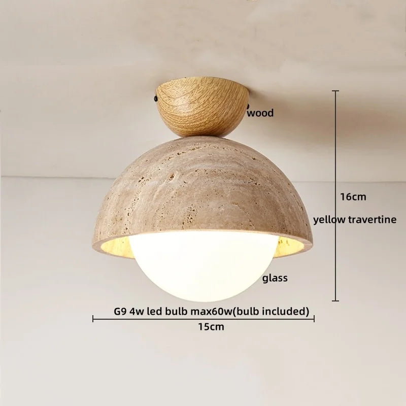 Axyaa Acryl Travertine LED Ceiling Light - Natural Stone Modern Ceiling Lamp
