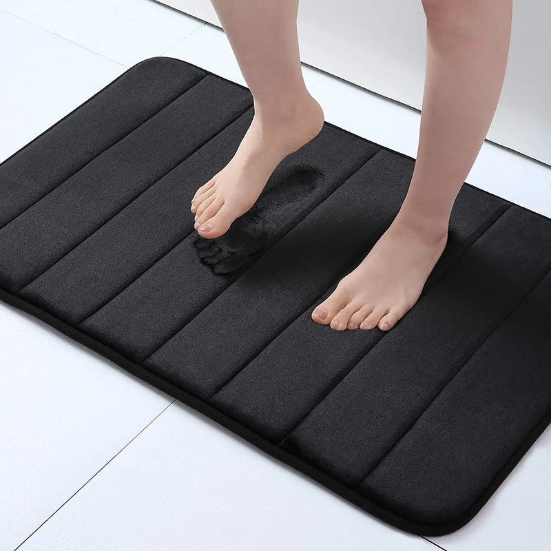 Luxury Memory Foam Bath Mat by Axyaa: Super Absorbent, Soft Coral Velvet, Non-Slip Rug