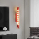 LED Clear Glass Red Metal Wall Sconce 3000K by Axyaa