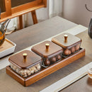 Axyaa Glass Serving Tray Set with Lid: Divided Fruit/Snack Storage Box for Events
