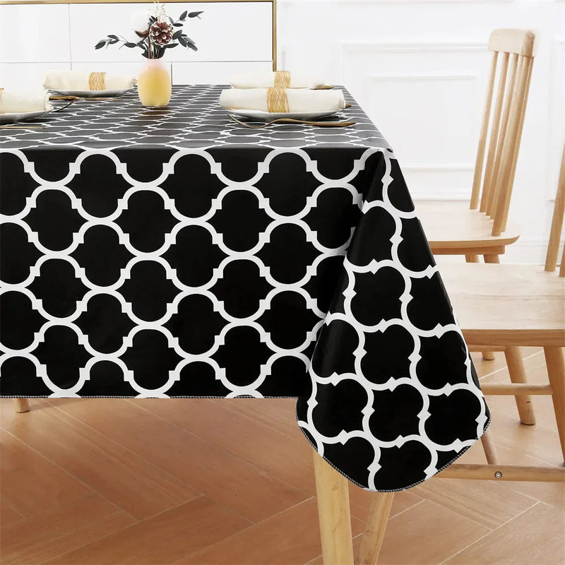 Axyaa Waterproof PVC Tablecloth Rectangle Table Cover for Wedding Dining, Moroccan Design