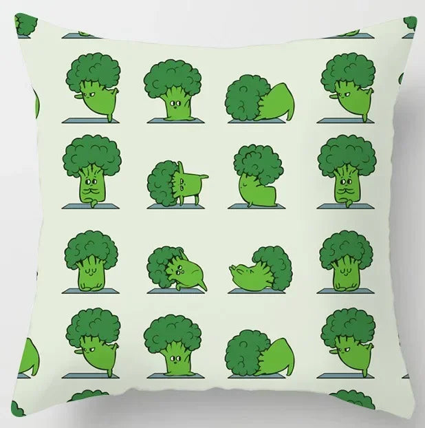 Axyaa Yoga Panda & Avocado Cartoon Animal Throw Pillow Bundle