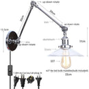 Axyaa Industrial Loft Swing Arm LED Wall Sconce with Pull Chain Switch