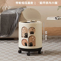 Axyaa Round Kitchen Trash Can with Lid and Wheels, Large Capacity Garbage Bin
