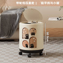 Axyaa Round Kitchen Trash Can with Lid and Wheels, Large Capacity Garbage Bin