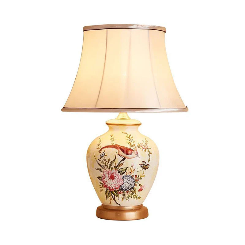 Axyaa Luxury Ceramic LED Table Lamp with Modern Flower Design