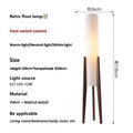 Axyaa Solid Wood Japanese Retro Floor Lamp with Fabric Lampshade for Living Room Decor