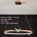Axyaa Colorful Crystal Butterfly LED Ceiling Lamp Chandelier for Home & Restaurant