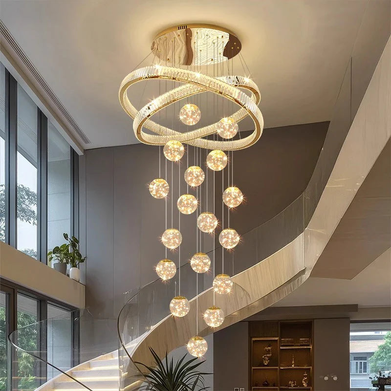 Axyaa Staircase Chandelier - Elegant Ceiling Lights - Hall Indoor Lighting Fixtures