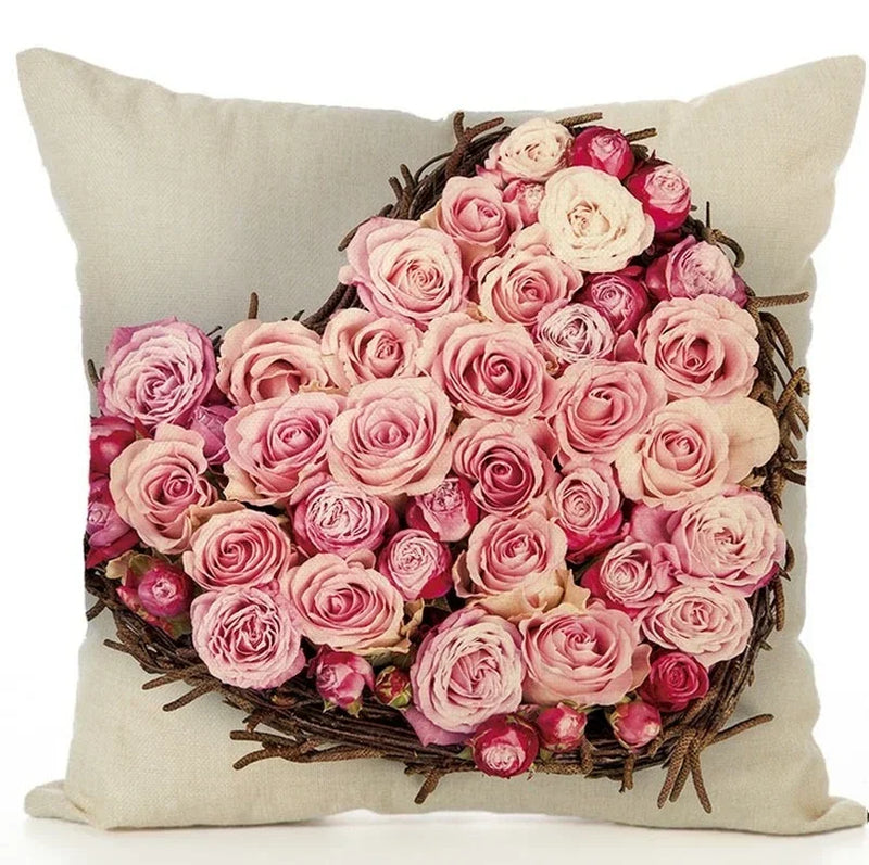 Axyaa Cartoon Couple Linen Pillowcase: Cute Room Decor & Valentine's Day Gift