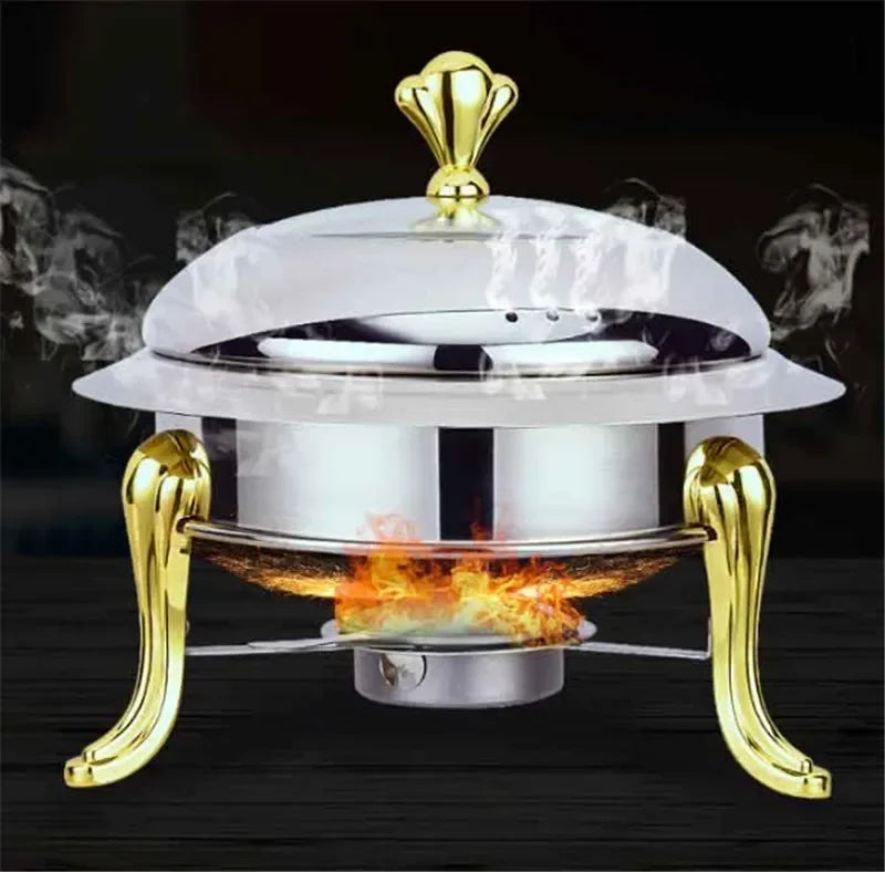 Axya Golden Stainless Steel Alcohol Stove - Small Cooking Hot Pots & Chafing Dish