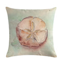 Axyaa Marine Life Linen Pillowcase: Fashion Conch Starfish Shell Sofa Decor Cover