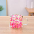 Axyaa Double Layer Glass Coffee Cup with Handle - 200ML Dried Flower Insulated Teacup