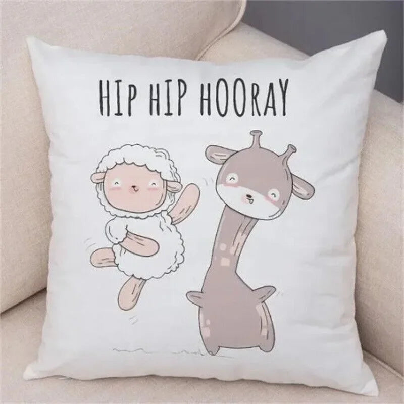 Axyaa Cartoon Animal Pillowcase: Sofa Decor Cushion Cover for Living Room