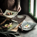 Axyaa Large Ceramic Japanese Sushi Plate: Retro Specialty Tableware