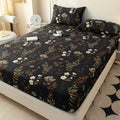 Axyaa Leaf Flower Fitted Sheet - Soft Brushed Polyester Fiber Mattress Cover