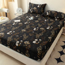 Axyaa Leaf Flower Fitted Sheet - Soft Brushed Polyester Fiber Mattress Cover