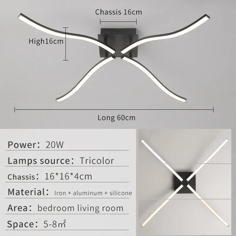 Axyaa Rotatable LED Ceiling Light Tricolor Dimmable Modern Chandelier Gray
