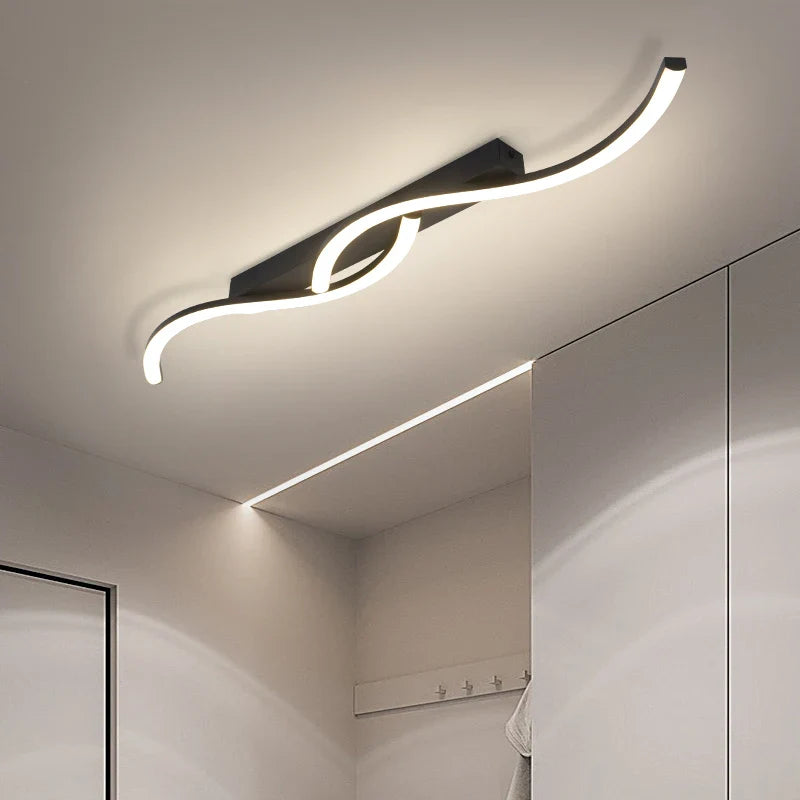 Axyaa Black Aluminum LED Ceiling Light for Modern Minimalist Home Interiors.