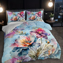 Axyaa Watercolor Floral Microfiber Bedding Set - Soft Duvet Cover for Bedroom