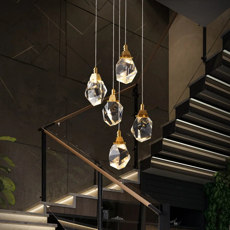 Axyaa Luxury Crystal Chandelier - LED Lighting for Large Staircase and Living Room Hall