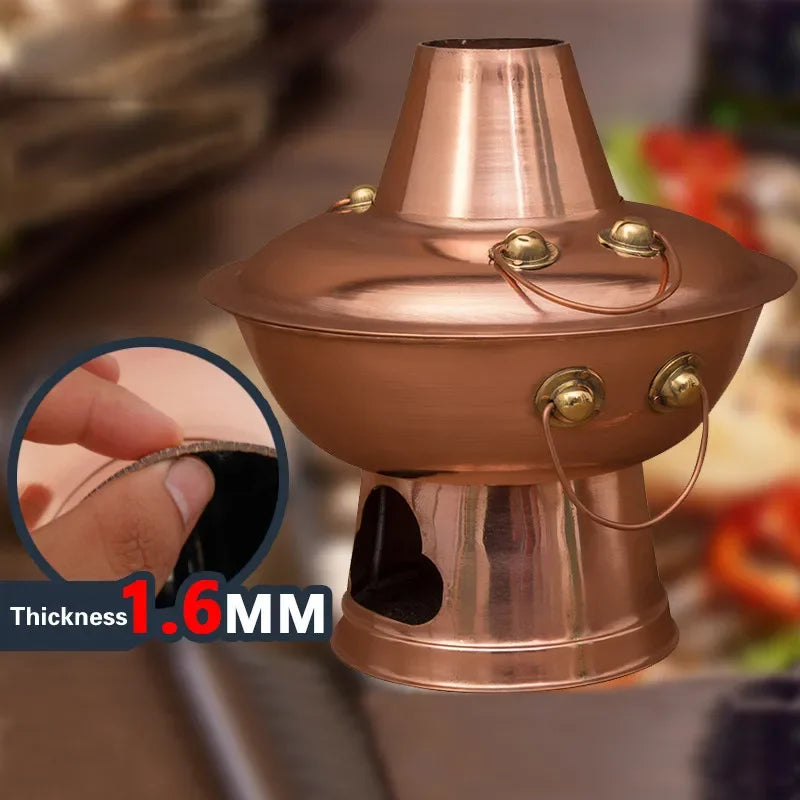 Axya Double Flavor Copper Hot Pot for Old Beijing Stove and Charcoal Cooking