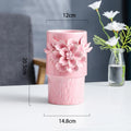 Axyaa Pink Ceramic Vase Elegant Floral Room Decor Aesthetic Flower Arrangement Pot