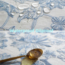 Axyaa Blue & White Porcelain Embroidery Table Cloth Waterproof Oilproof Table Cover