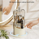 Axyaa Rotating Birdcage Makeup Brush Holder with Clear Lid - Vanity Cosmetic Storage