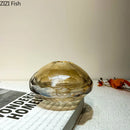 Amber Glass Vase for Desk Decor - Axyaa Texture Floral Pot Bouquet Holder