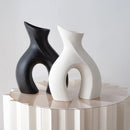 Axyaa Nordic Monochrome Ceramic Vase Geometric Abstract Art Home Decoration Ornament