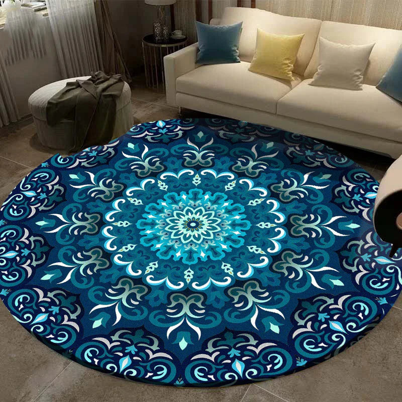 Ethnic Mandala Round Carpet for Living Room Decor by Axyaa