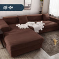 Axyaa Thick Elastic Polar Fleece Sofa Cover for 1/2/3/4 Seater L-shaped Corner Sofa