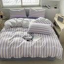 Axyaa Striped Washed Cotton Duvet Cover Set - 3/4pcs Bedding Set