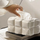 Axya Ceramic Tissue Box Square Aerated Shape Paper Extractor Storage Box, Napkin Holder