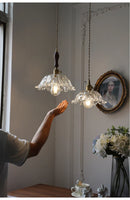 Axyaa Snowflake Pendant Light with Glass Shade in Brass & Walnut Finish
