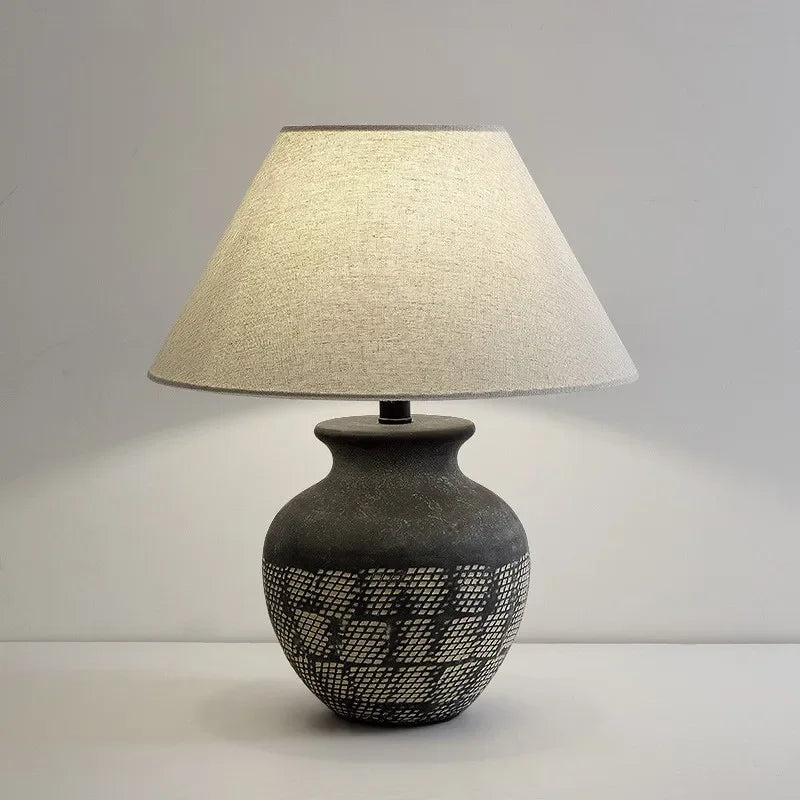 Axyaa Tuscan Stone Ceramic Table Lamp for Living Room, Restaurant, Bedroom