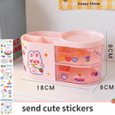 Axyaa Desktop Organizer Drawer, Transparent Plastic Multifunction Pen Holder Cute Design