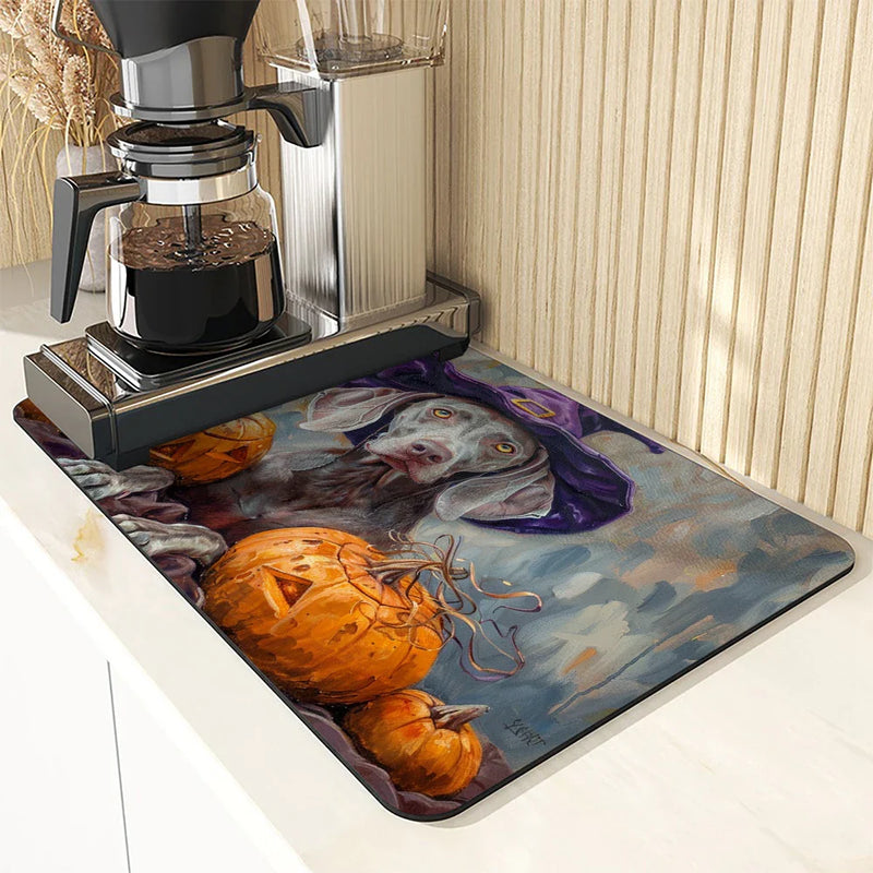 Axyaa Halloween Pumpkin Drain Pad Kitchen Drying Mat