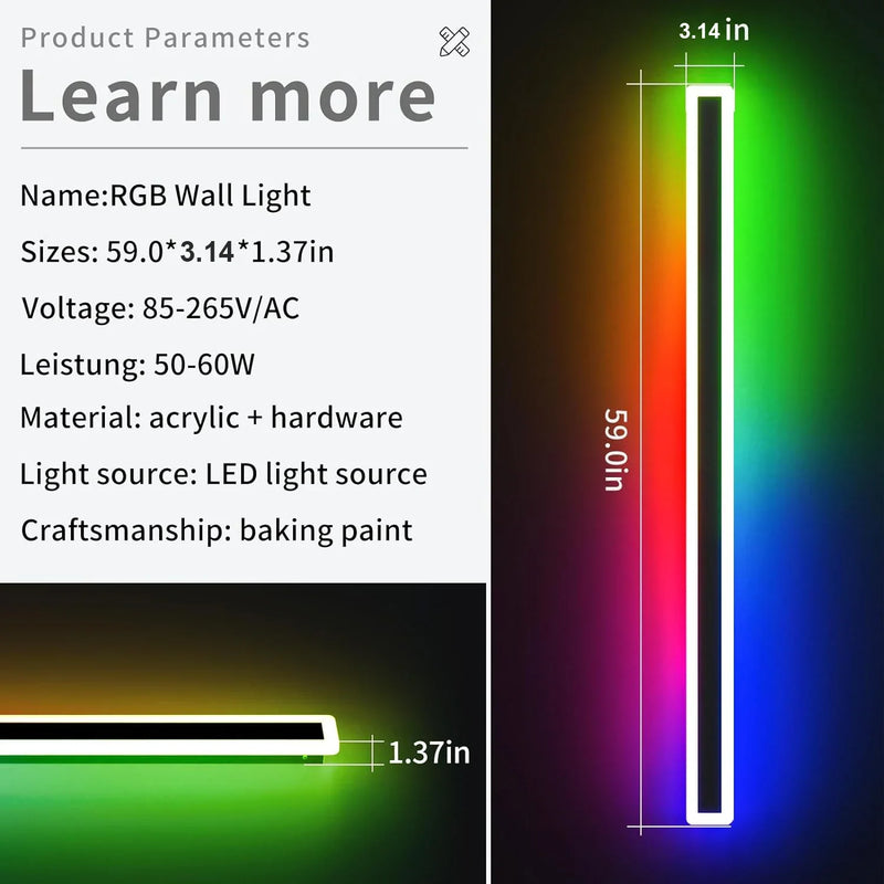 Axyaa RGB LED Long Wall Light - Waterproof Garden Lantern Sconce