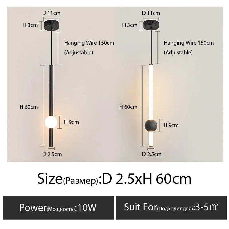 Axyaa Nordic Lustre Black LED Pendant Light for Bedroom and Living Room