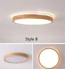 Axyaa Nordic Wood LED Ceiling Light - Thin Profile, Round, Japan Style, Living Room Bedroom Balcony Fixtures